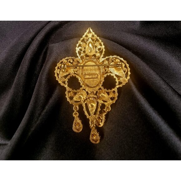 Rare Find Vintage FLORENZA Victorian Style Gold Tone Cameo Brooch - Picture 5 of 5